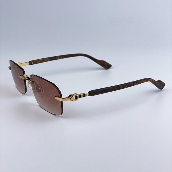 Gucci GG1221S 004 BRAND NEW Sunglasses Gold Yellow Red Mirrored Square Unisex - Picture 9 of 14
